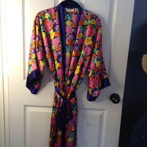 VTG Victoria Secrets Gold Label Floral Satin Kimono robe Girlhood Fairycore Y2K